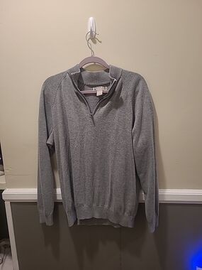 Duluth Trading Co Cotton Blend Quarter Zip Pullover Sweater Men's Medium Gray